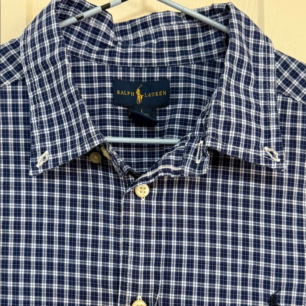 Ralph Lauren Navy Checkered Button Down Shirt